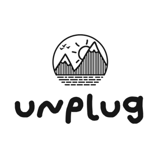 UNPLUG Minimalist Mountain Sunset Cirle Design With Birds Flying Over T-Shirt