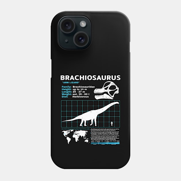 Brachiosaurus Fact Sheet Phone Case by NicGrayTees