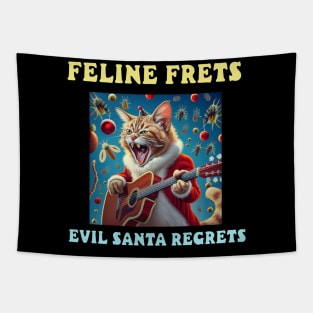 Feline frets, Evil Santa regrets Tapestry