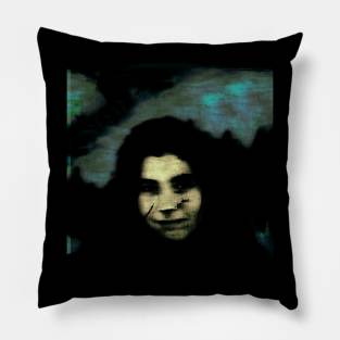 Beautiful girl, like in dream. Green, blue, yellow, black. Dark and beautiful. Pillow