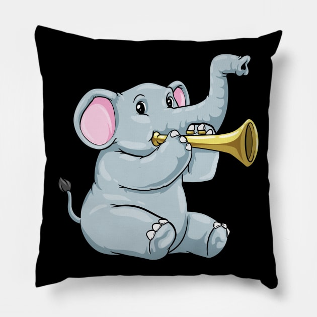 Beautiful elephant is playing the trumpet Pillow by Markus Schnabel