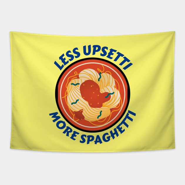 Less Upsetti More Spaghetti | Pasta Pun Tapestry by Allthingspunny