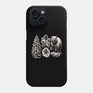 Nature's Trio: Pine, Crystal, and Bear Phone Case