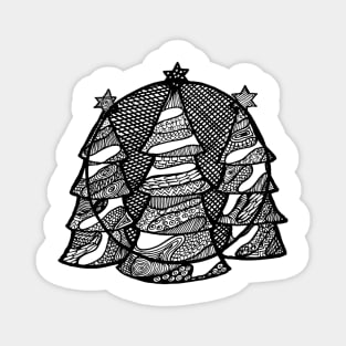 Fir trees in black ink Magnet