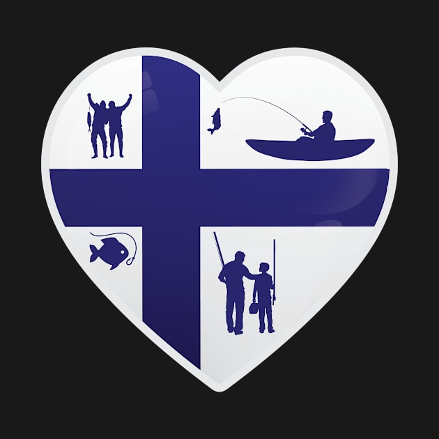 I Love Fishing Finland Flag Fisherman Angler by NoPlanB