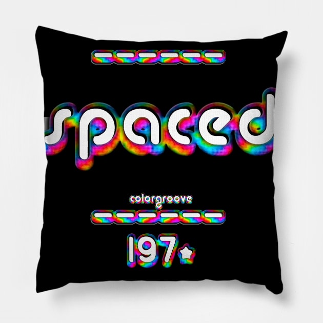 Spaced 1970 ColorGroove Retro-Rainbow-Tube nostalgia (wf) Pillow by Blackout Design