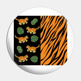 Tiger Stripes And Prowling Tiger Half And Half Pin