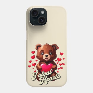 Cute Bear With Hearts Valentines Day I Steal Hearts Phone Case