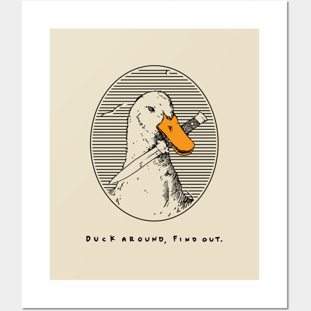 Duck with knife pixel art Art Print