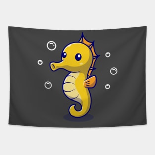 Cute Seahorse Cartoon Vector Icon Illustration Tapestry