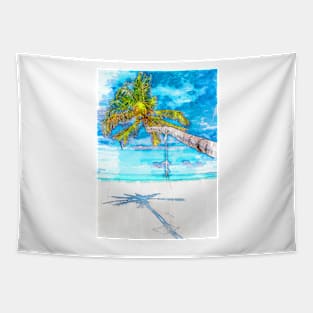 Summer Beach Coconut Paradise Marker Sketch Tapestry