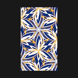 abstract petals - navy-white-yellow T-Shirt