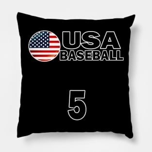 USA Baseball Number 5 T-shirt Design Pillow