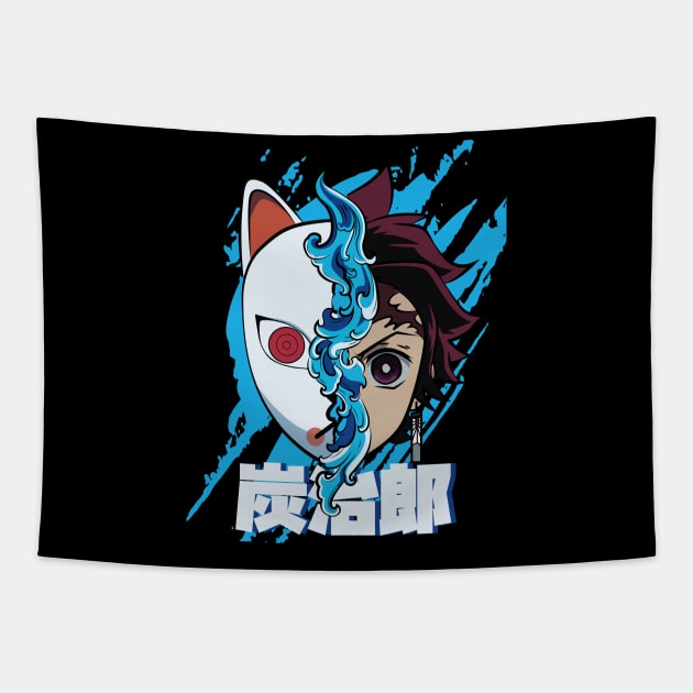 DEMON SLAYER 2: TANJIRO HALF FACE HALF MASK Tapestry by FunGangStore