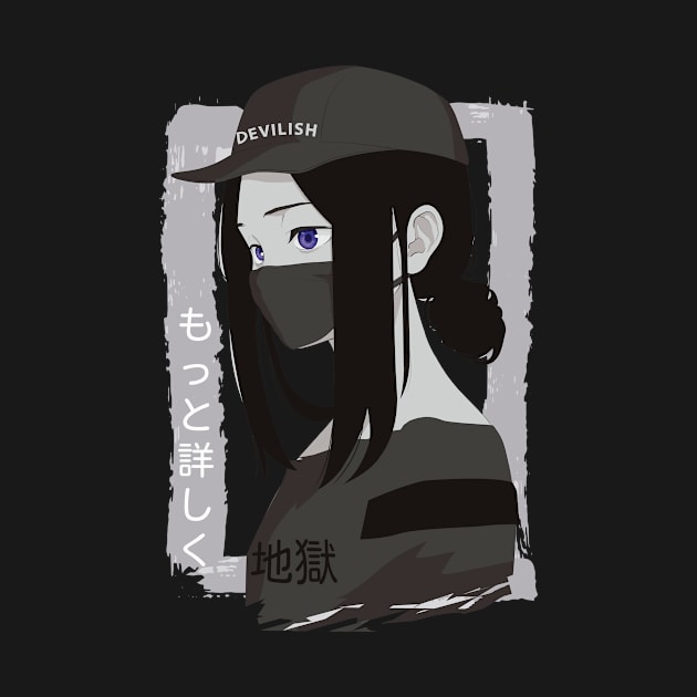 Cool Sad Anime Demonic Girl by LAPublicTees