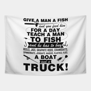 Fishing Quote Funny Give A Man A Fish Fisherman Christmas Tapestry