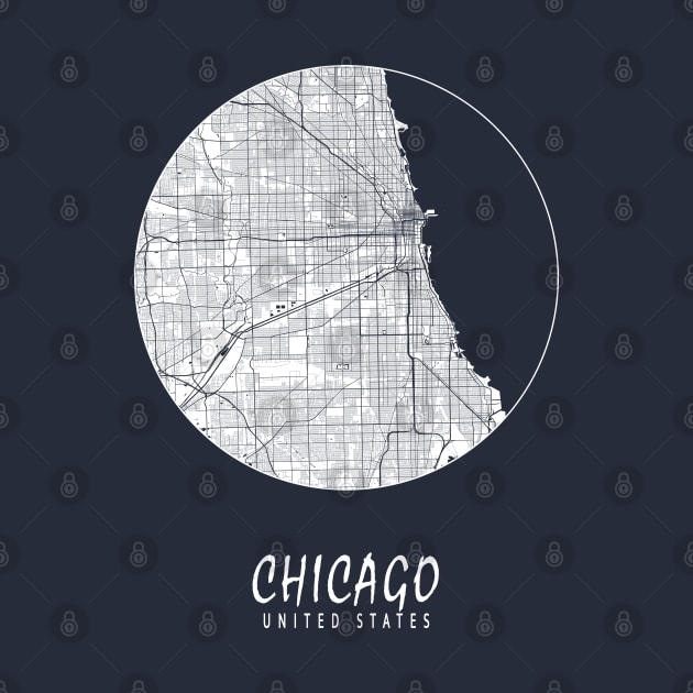 Chicago, USA City Map - Full Moon by deMAP Studio