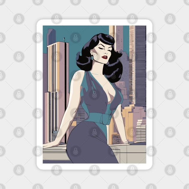 Azure Charm Ledge Sitter Bettie Page Retro Art Deco Magnet by di-age7