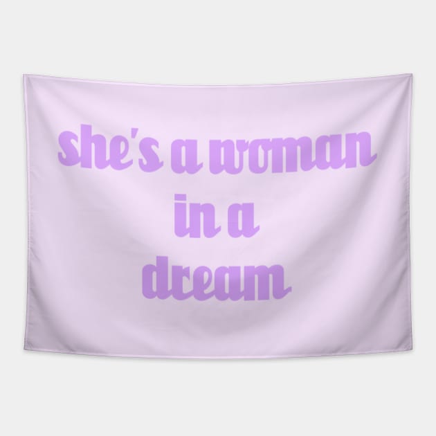 shes a woman in a dream // Purple Text Tapestry by Velvet Earth