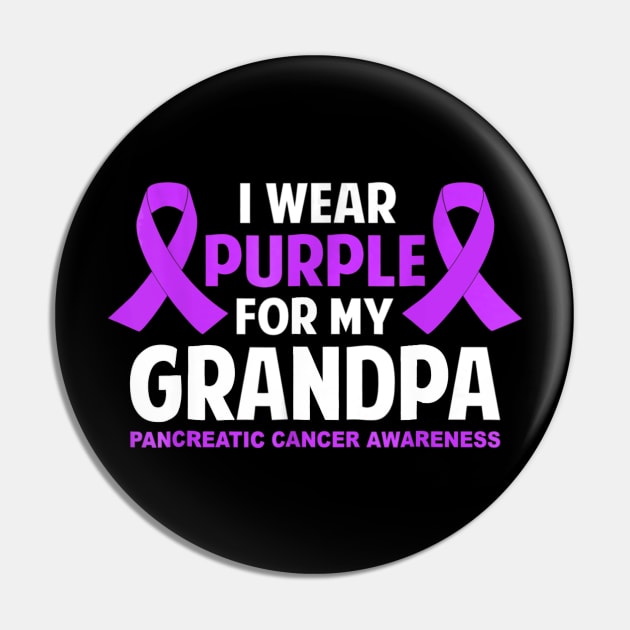 I Wear Purple For My Grandpa Pancreatic Cancer Pin by LiFilimon