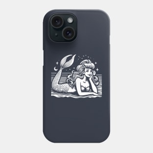 Linocut Mermaid Phone Case