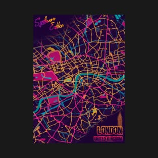 London Synthwave Map T-Shirt