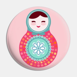 Russian dolls matryoshka (background, pink and blue colors) Pin