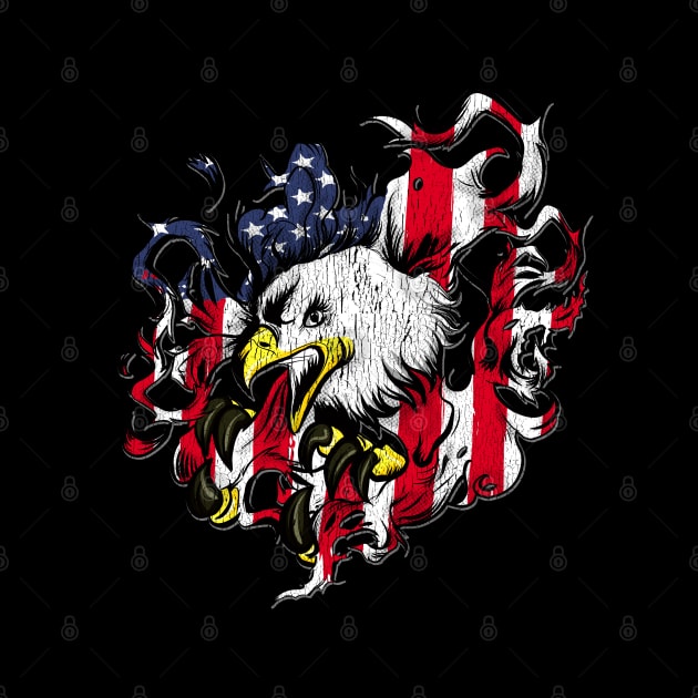 American Flag and Eagle USA Patriot Veteran Pride T Shirt by GigibeanCreations