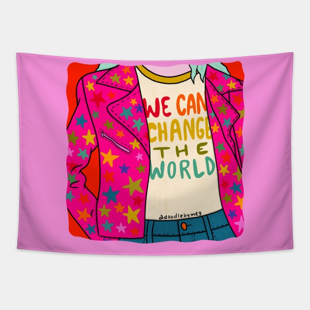 We Can Change the World Tapestry by Doodle by Meg