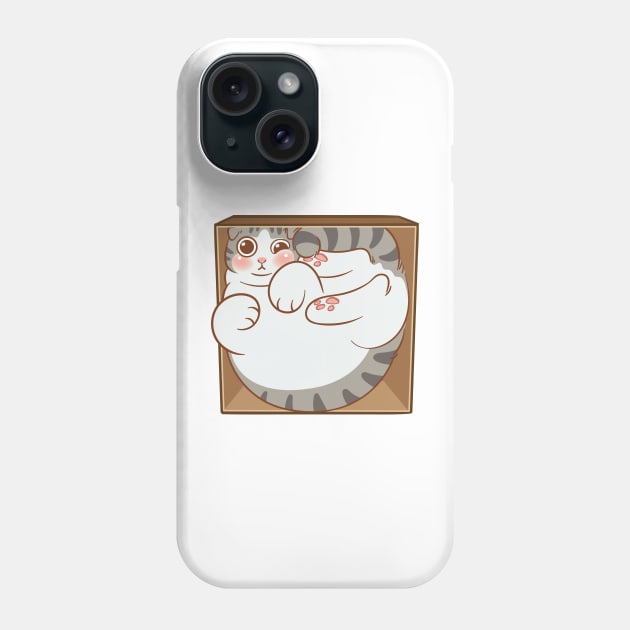 Tabby cat in the box Phone Case by tomodaging