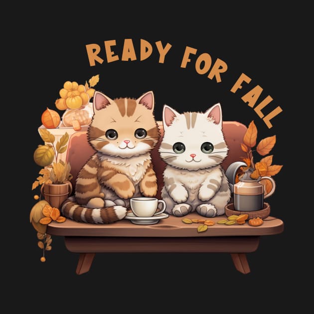 Two Kitties Ready For Fall by Piggy Boxer