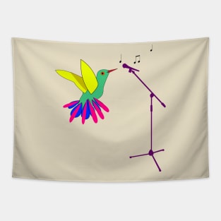 Colorful Bird and Microphone Tapestry