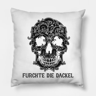 Dachshund Skull All Black Pillow