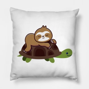 Sloth Sleeps On A Turtle Pillow