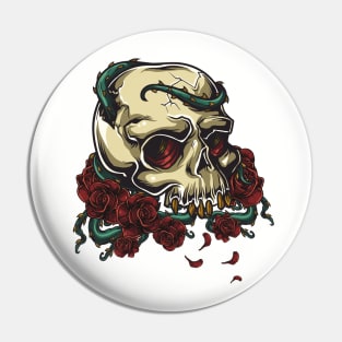 Rose Skull Gothic dark Art Pin