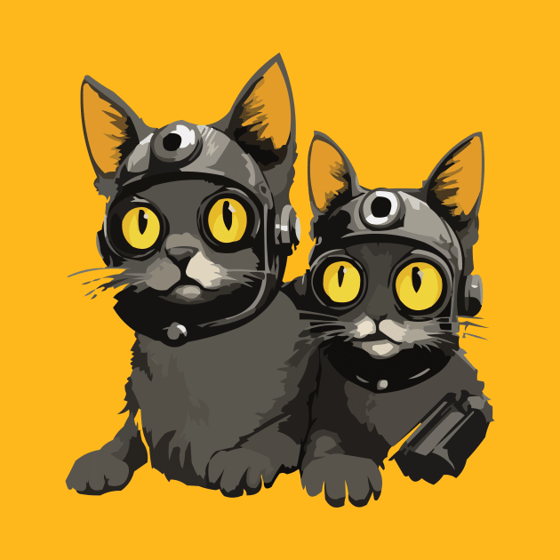 Modern Meows Atomic Age Black Kitschy Cats by Pixy Official