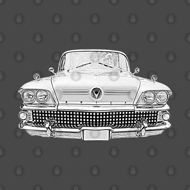 Buick Riviera 1950s American classic car monochrome by soitwouldseem