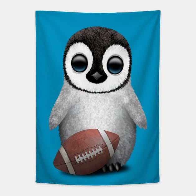 Cute Baby Penguin Playing With Football Tapestry by jeffbartels