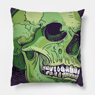 Realistic Green Skull Pillow