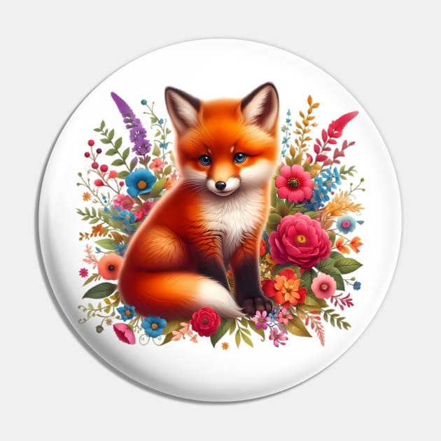 A red fox decorated with beautiful colorful flowers. Pin by CreativeSparkzz