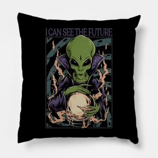 Alien Can See The Future Pillow