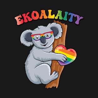 Cute pride koala LGBTQ sunglass Rainbow Flag Gay Pride Ally T-Shirt