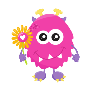 Spring Monster, Pink Monster, Flowers, Horns T-Shirt