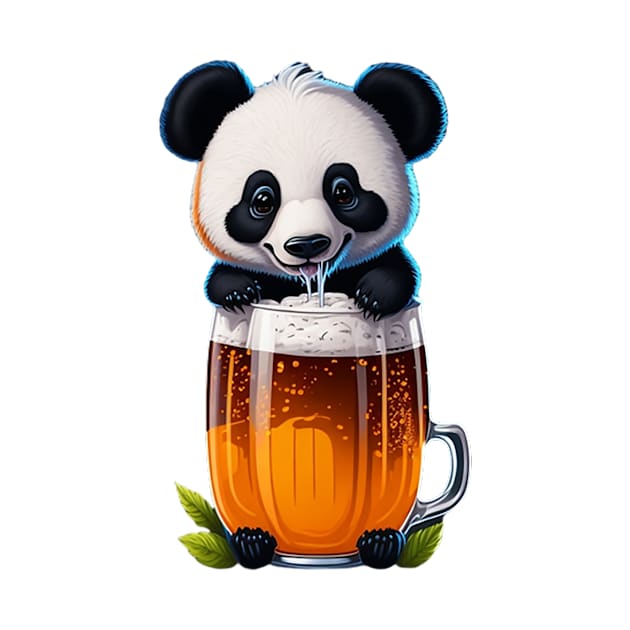 Cute Panda With A Beer Mug by likbatonboot