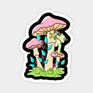 Cute Frog Mushroom Pastel Magnet