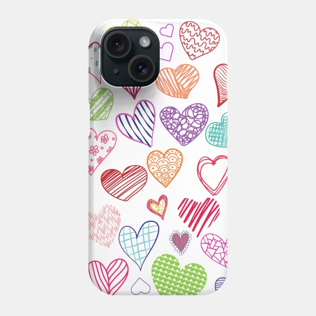 Colorful hand drawn heart minimal style for everyday look Phone Case by Jyndaarth