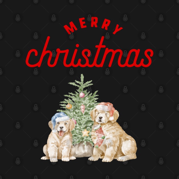 Merry Christmas Puppy Festive Holiday Design by BirdsnStuff