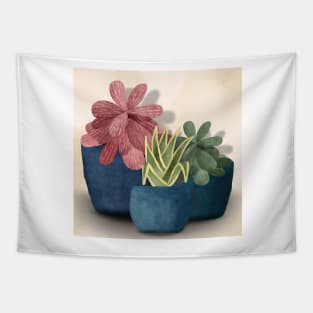 House Plants Watercolor Design Tapestry