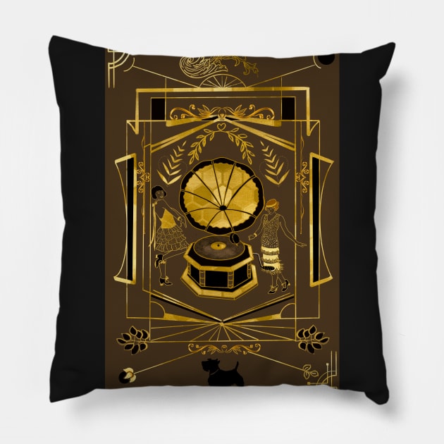 Flapper Girl Party Time 1920s Pillow by Salzanos