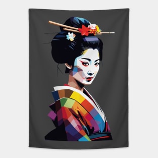 Japanese Geisha WPAP Pop Art Design Tapestry